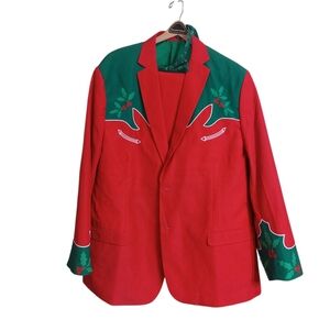 Vibrant Christmas  Holiday Blazer  and Pant  in Red and Green